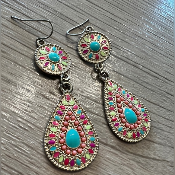 Colorful dangle earrings - Picture 2 of 2